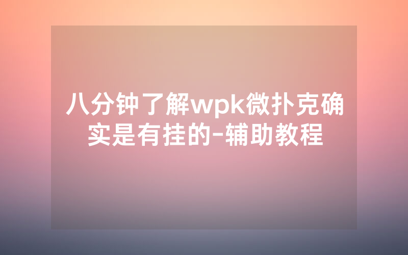 八分钟了解wpk微扑克确实是有挂的-辅助教程