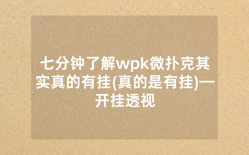 七分钟了解wpk微扑克其实真的有挂(真的是有挂)—开挂透视