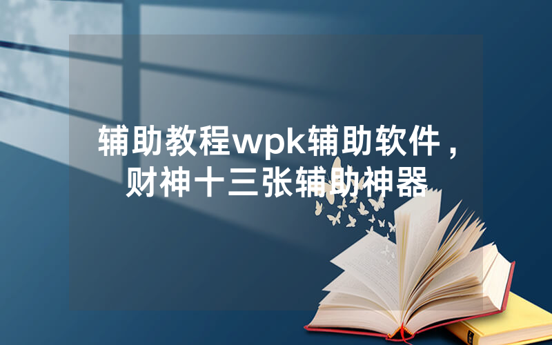 辅助教程wpk辅助软件，财神十三张辅助神器