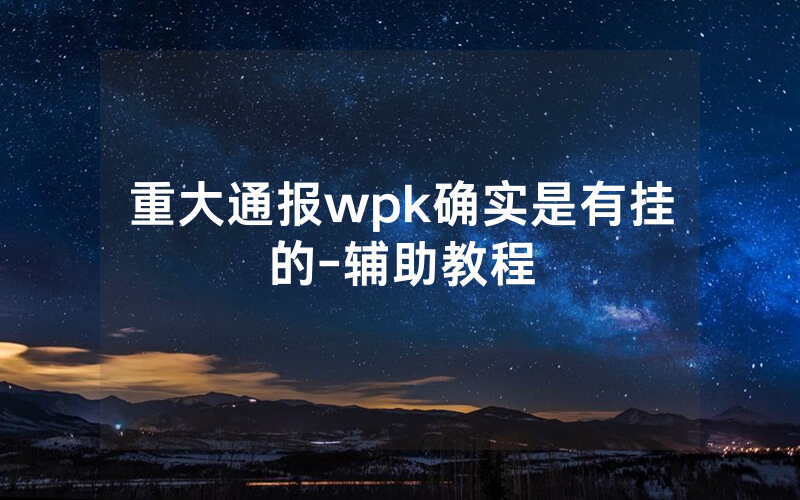 重大通报wpk确实是有挂的-辅助教程