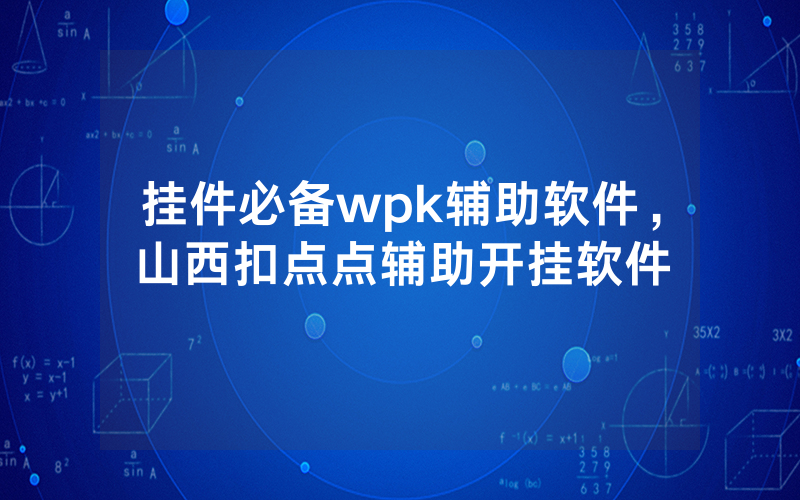 挂件必备wpk辅助软件，山西扣点点辅助开挂软件