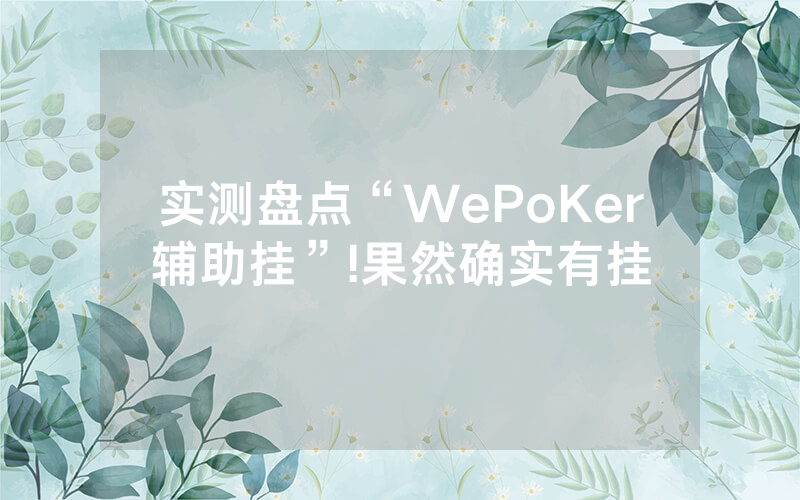 实测盘点“WePoKer辅助挂”!果然确实有挂