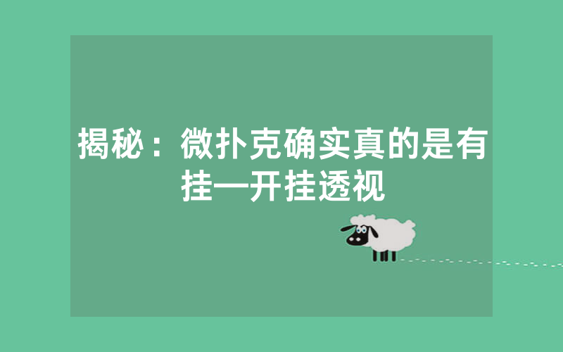 揭秘：微扑克确实真的是有挂—开挂透视