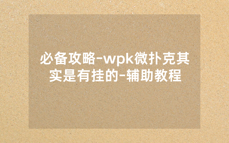 必备攻略-wpk微扑克其实是有挂的-辅助教程