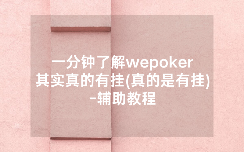 一分钟了解wepoker其实真的有挂(真的是有挂)-辅助教程