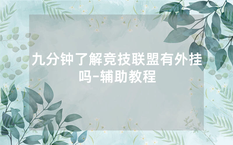 九分钟了解竞技联盟有外挂吗-辅助教程