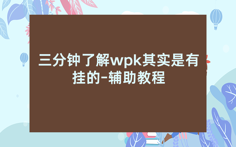 三分钟了解wpk其实是有挂的-辅助教程