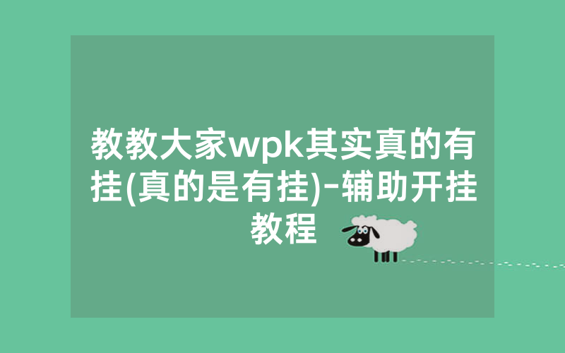 教教大家wpk其实真的有挂(真的是有挂)-辅助开挂教程