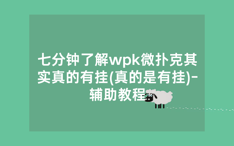 七分钟了解wpk微扑克其实真的有挂(真的是有挂)-辅助教程