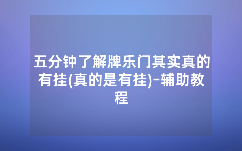 五分钟了解牌乐门其实真的有挂(真的是有挂)-辅助教程