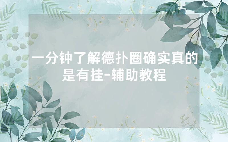 一分钟了解德扑圈确实真的是有挂-辅助教程