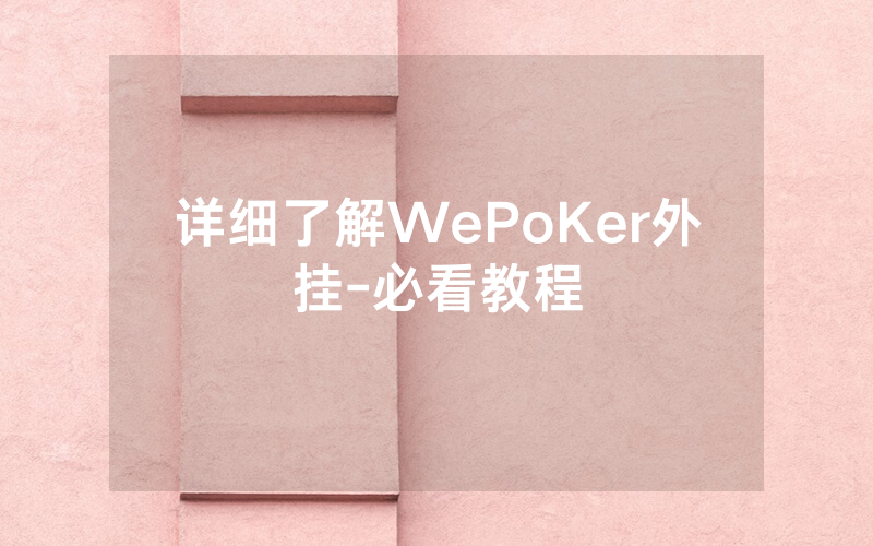 详细了解WePoKer外挂-必看教程