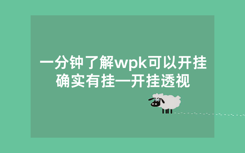 一分钟了解wpk可以开挂确实有挂—开挂透视