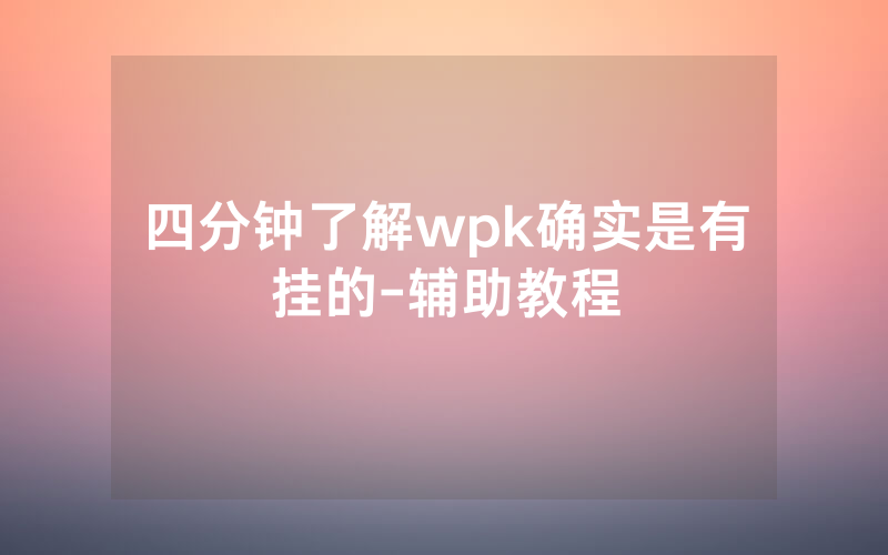 四分钟了解wpk确实是有挂的-辅助教程