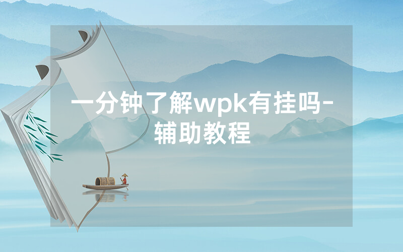一分钟了解wpk有挂吗-辅助教程