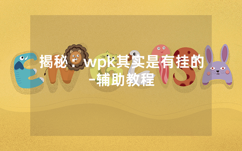揭秘:wpk其实是有挂的-辅助教程