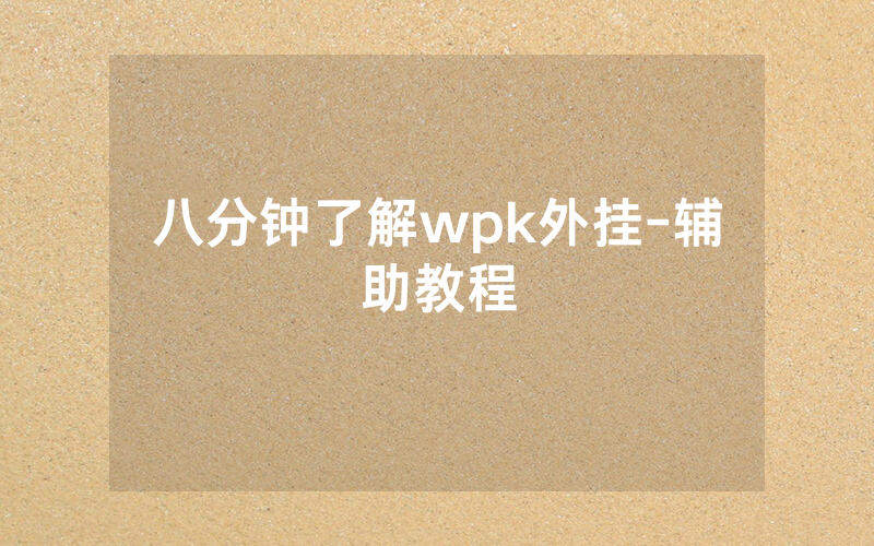 八分钟了解wpk外挂-辅助教程