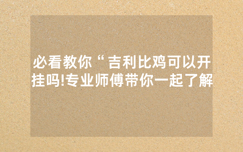 必看教你“吉利比鸡可以开挂吗!专业师傅带你一起了解