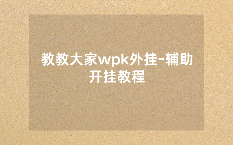 教教大家wpk外挂-辅助开挂教程