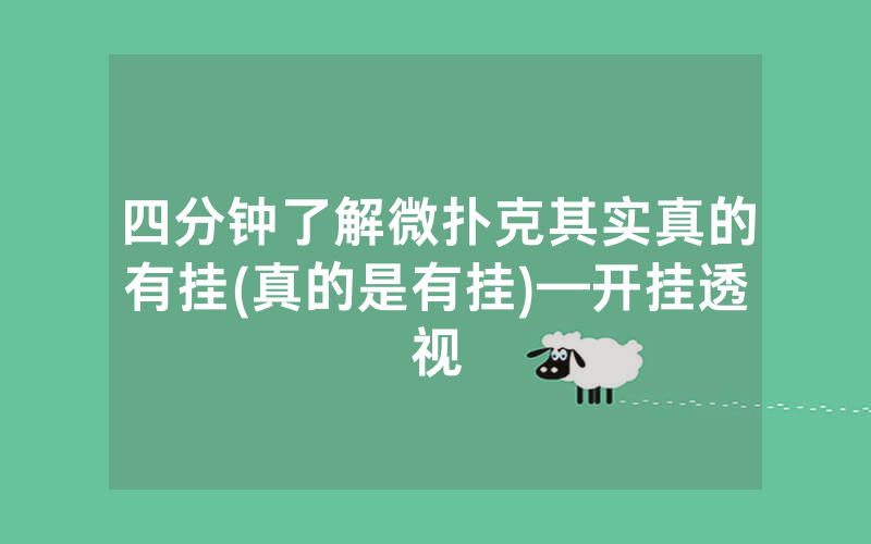 四分钟了解微扑克其实真的有挂(真的是有挂)—开挂透视