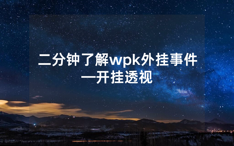 二分钟了解wpk外挂事件—开挂透视
