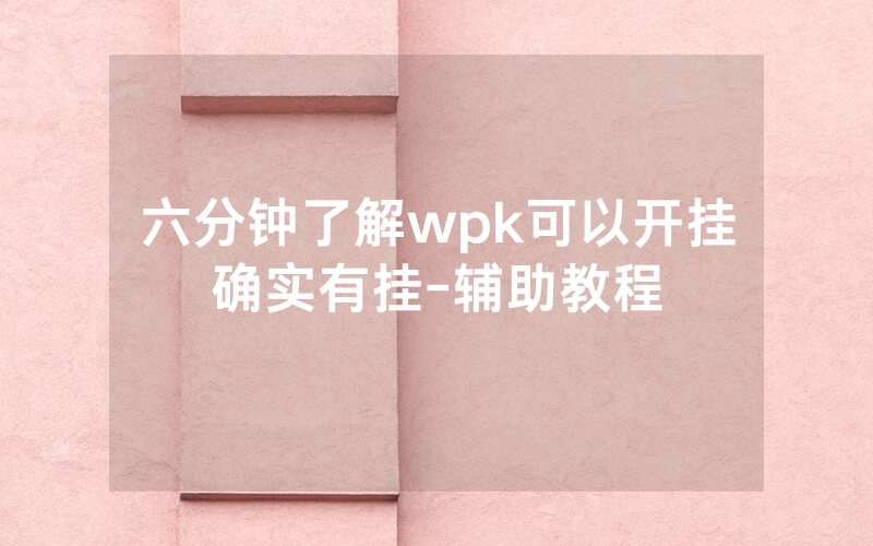 六分钟了解wpk可以开挂确实有挂-辅助教程