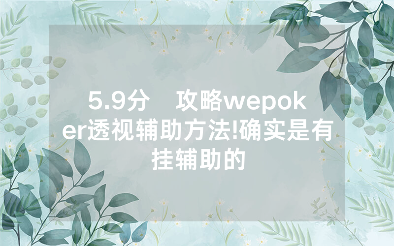 5.9分鐘攻略wepoker透视辅助方法!确实是有挂辅助的