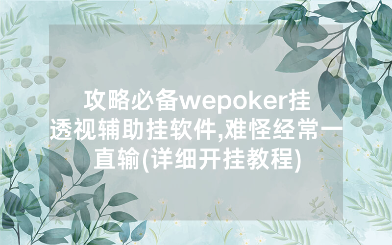 攻略必备wepoker挂透视辅助挂软件,难怪经常一直输(详细开挂教程)