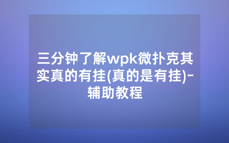 三分钟了解wpk微扑克其实真的有挂(真的是有挂)-辅助教程