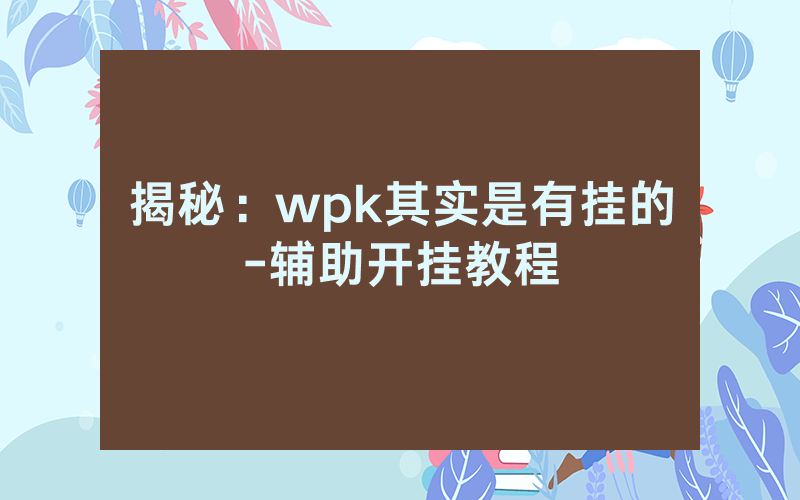 揭秘：wpk其实是有挂的-辅助开挂教程