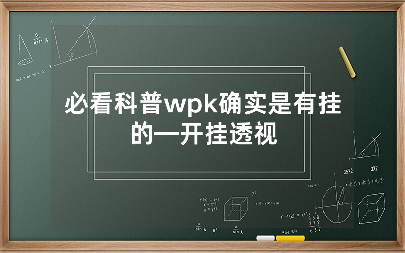 必看科普wpk确实是有挂的—开挂透视