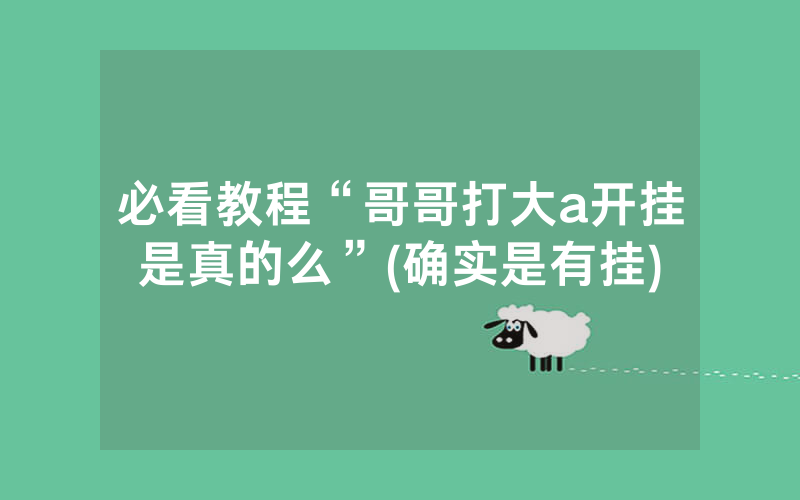必看教程“哥哥打大a开挂是真的么”(确实是有挂)