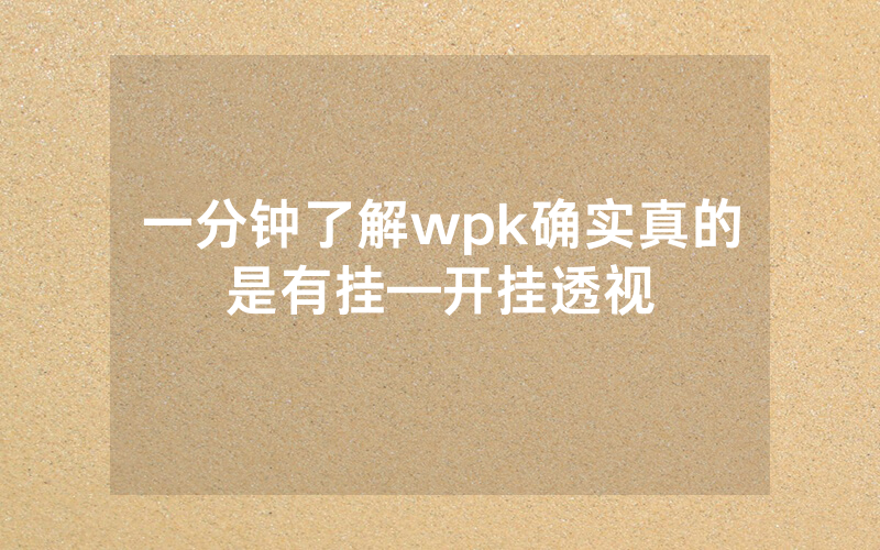 一分钟了解wpk确实真的是有挂—开挂透视
