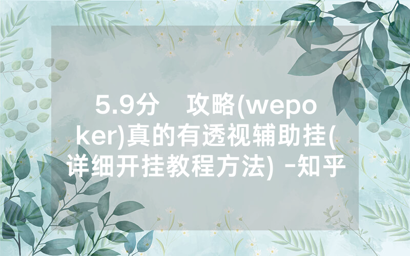 5.9分鐘攻略(wepoker)真的有透视辅助挂(详细开挂教程方法) -知乎
