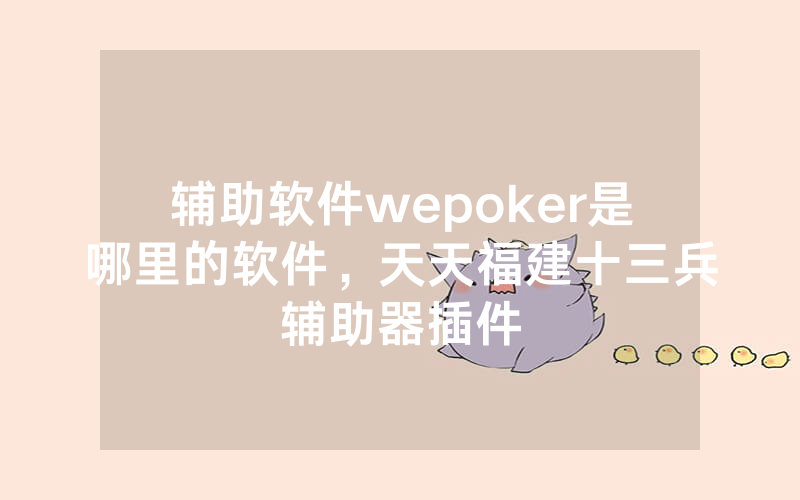 辅助软件wepoker是哪里的软件，天天福建十三兵辅助器插件