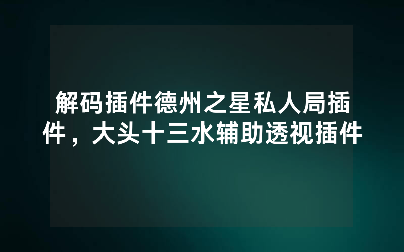 解码插件德州之星私人局插件，大头十三水辅助透视插件
