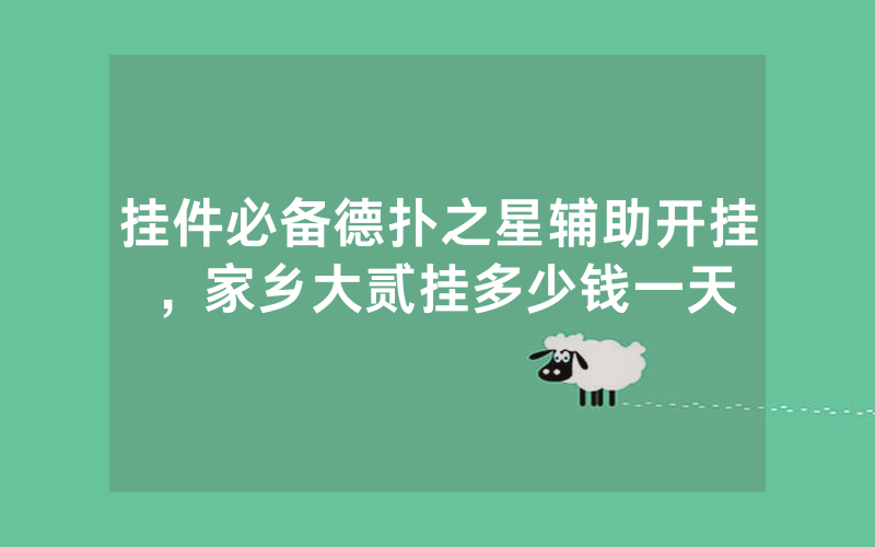 挂件必备德扑之星辅助开挂，家乡大贰挂多少钱一天