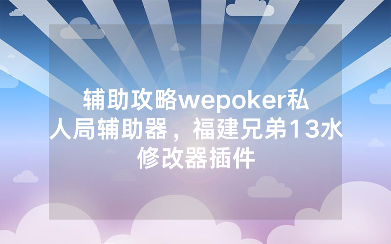 辅助攻略wepoker私人局辅助器，福建兄弟13水修改器插件