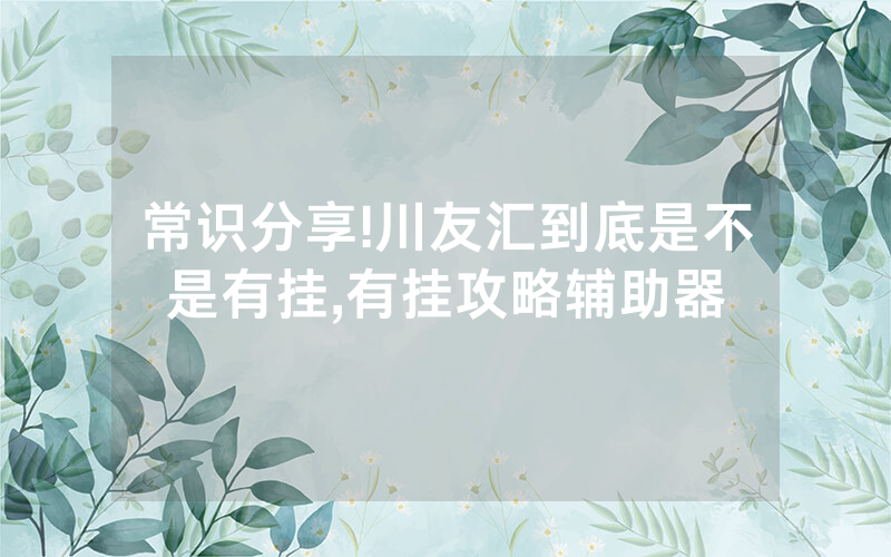 常识分享!川友汇到底是不是有挂,有挂攻略辅助器
