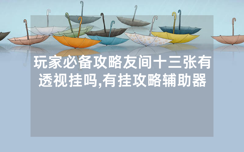 玩家必备攻略友间十三张有透视挂吗,有挂攻略辅助器