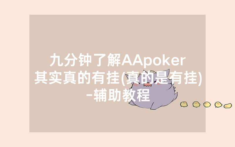 九分钟了解AApoker其实真的有挂(真的是有挂)-辅助教程