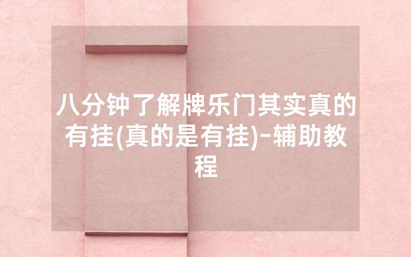 八分钟了解牌乐门其实真的有挂(真的是有挂)-辅助教程