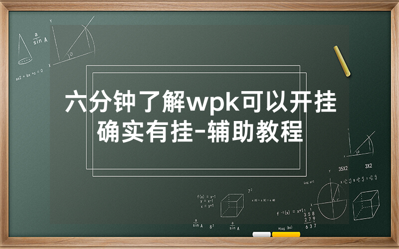 六分钟了解wpk可以开挂确实有挂-辅助教程