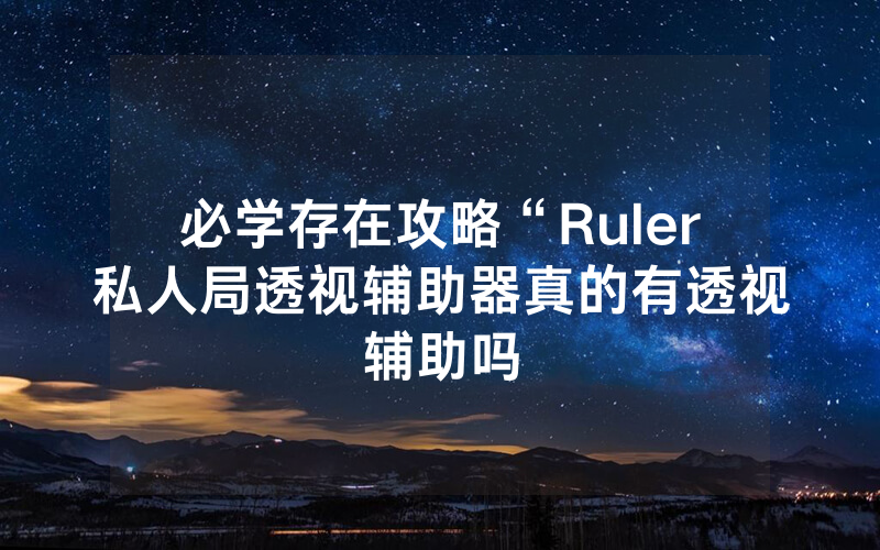 必学存在攻略“Ruler私人局透视辅助器真的有透视辅助吗