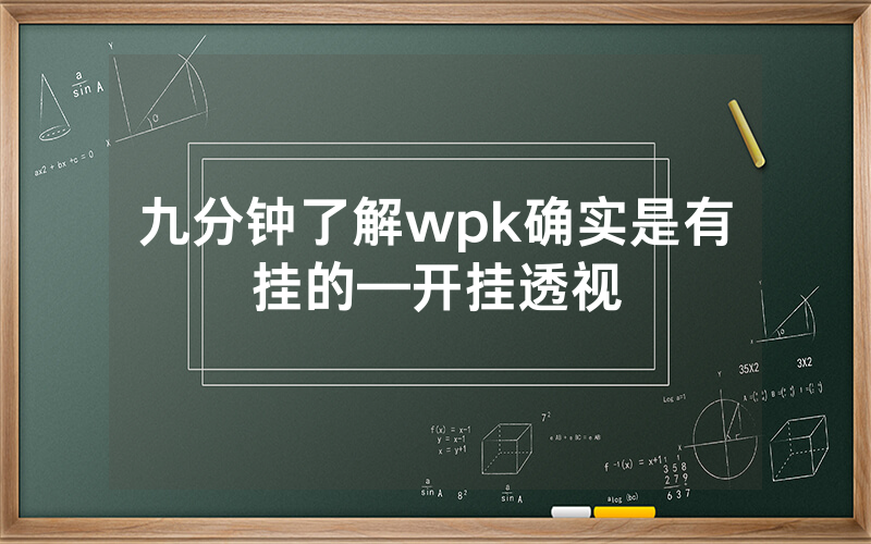 九分钟了解wpk确实是有挂的—开挂透视