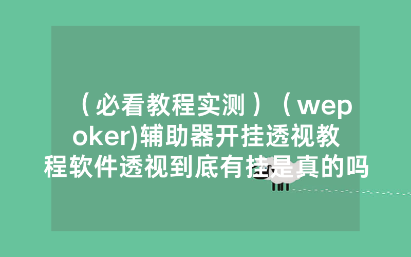 （必看教程实测）（wepoker)辅助器开挂透视教程软件透视到底有挂是真的吗
