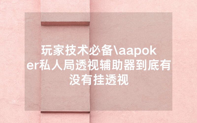 玩家技术必备\aapoker私人局透视辅助器到底有没有挂透视