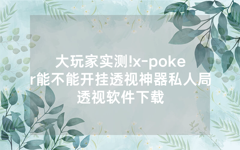 大玩家实测!x-poker能不能开挂透视神器私人局透视软件下载