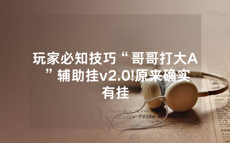玩家必知技巧“哥哥打大A”辅助挂v2.0!原来确实有挂