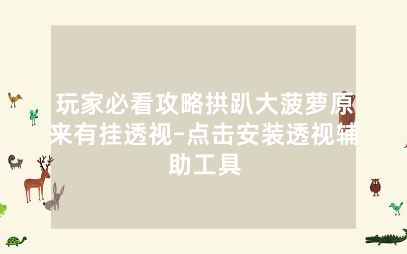 玩家必看攻略拱趴大菠萝原来有挂透视-点击安装透视辅助工具